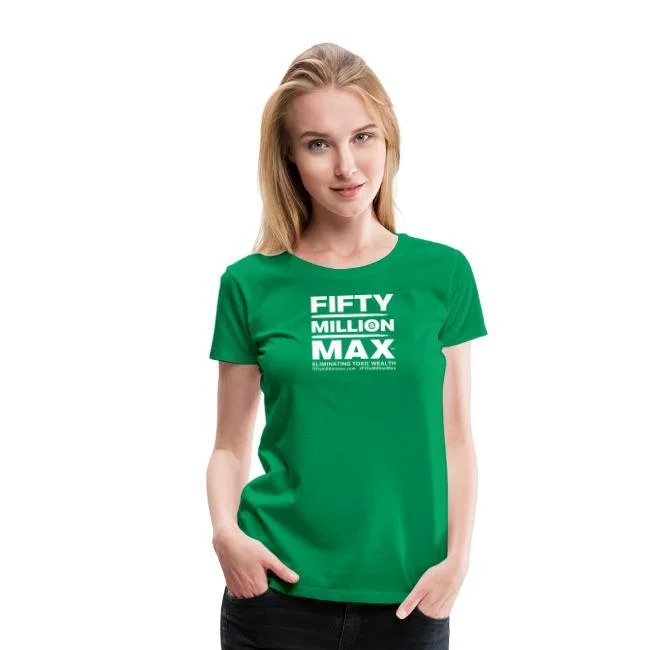 Fifty Million Max™ Square White Logo & URL Women's Premium T-Shirt UK Store