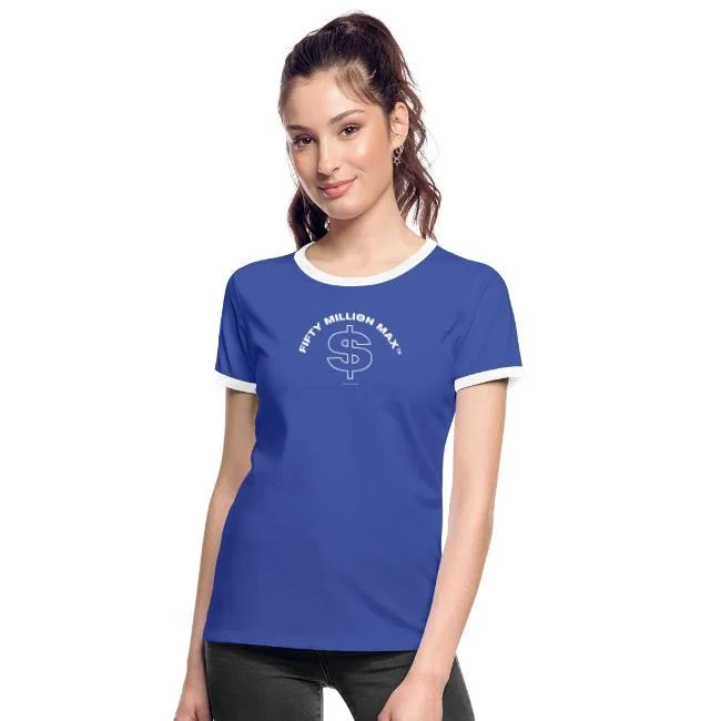 Fifty Million Max™ White Half Circle Logo Women's Ringer T-Shirt UK Store